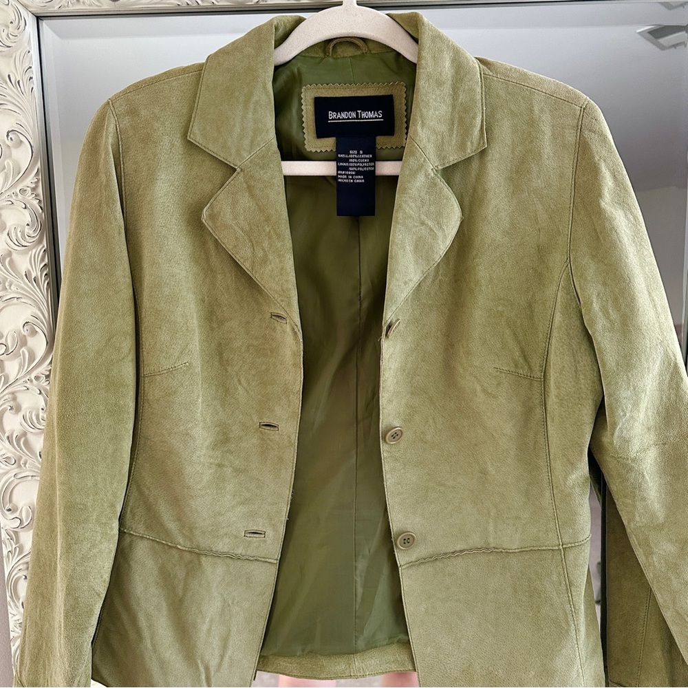 Brandon Thomas Green Leather Blazer
